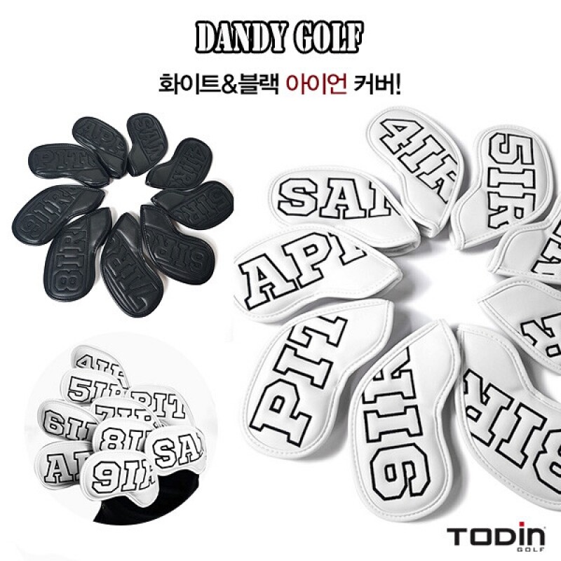 댄디 아이언커버 블랙&화이트 골프클럽 헤드커버 - 상품 이미지