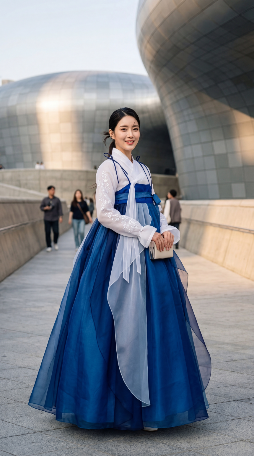 은가비한복 한복대여 블루나빌레라 웨딩 결혼식 신부 하객 혼주 돌잔치 2부드레스 - 상세 이미지 2