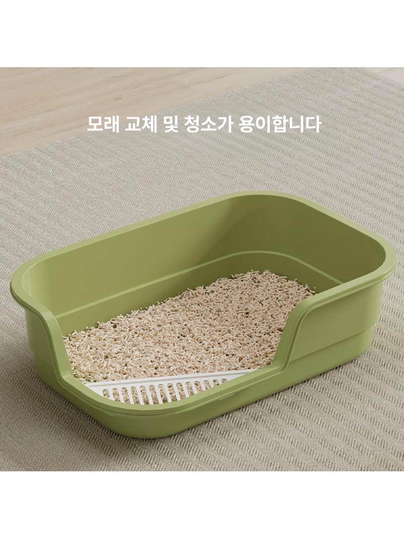 고양이 화장실 낮은 모래 새끼 실내 입구 개방형 소변 민트그린 49cm 대형 - 상세 이미지 4