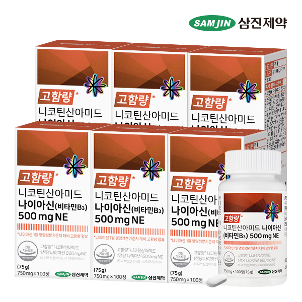 삼진제약 니코틴산아미드 나이아신 비타민B3 500mgNE 100정, 6개 - 상품 이미지
