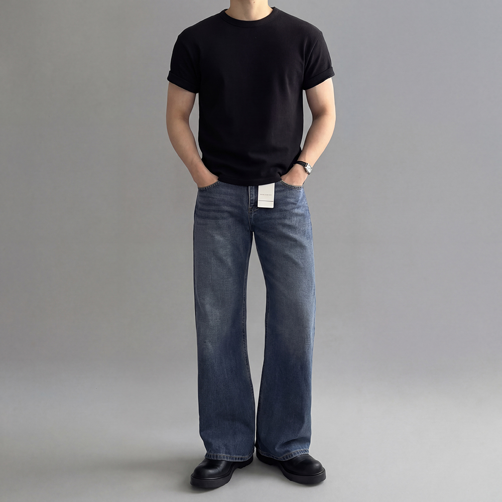 머슬핏반팔 남자크롭반팔 와플티셔츠 이미지 6