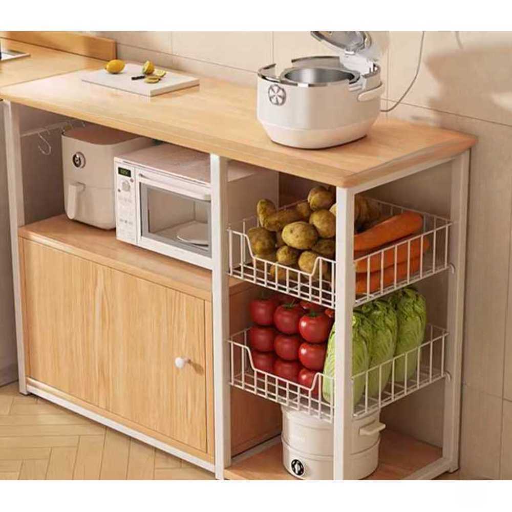 미니 아일랜드 수납장 주방 야채 바구니 작업대 선반 80cm - 상품 이미지