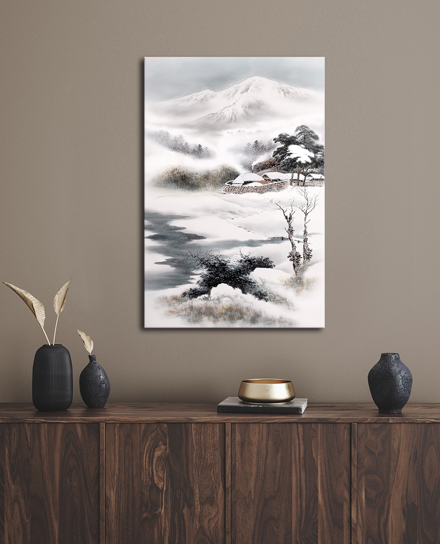 청록산수 설경산수 산수화 한국화 그림 인테리어 캔버스 액자 2종 이미지 6