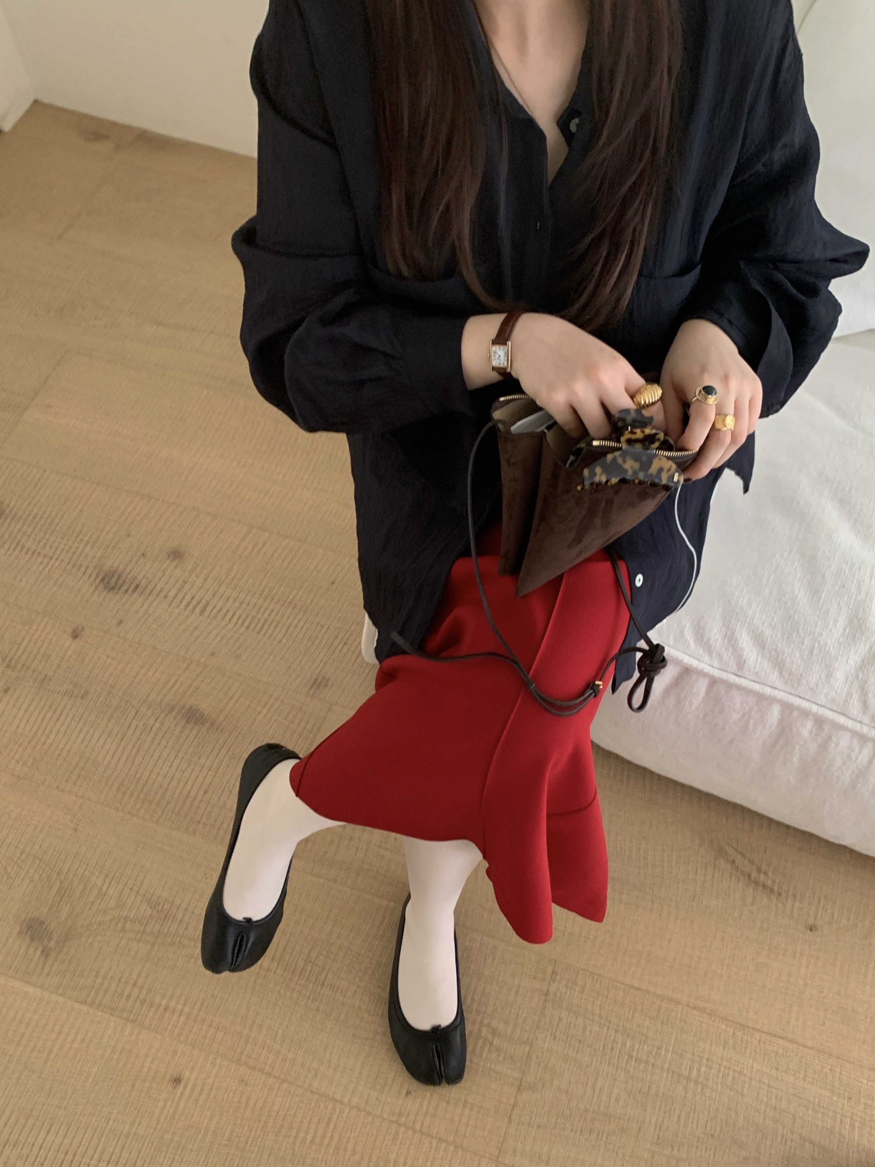 [일부당일] 바스켓 블랑 셔츠 실키 새틴 루즈핏 오버핏 가벼운 레이온 블라우스 (3c) 이미지 4