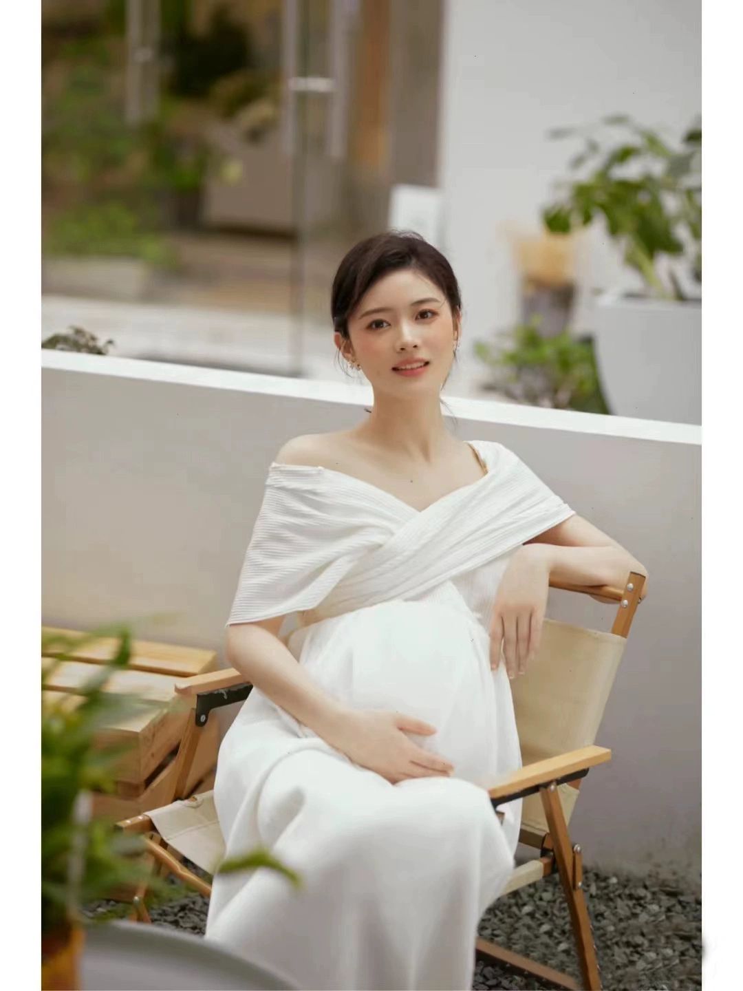 임산부 웨딩드레스 임부복 스냅사진 원피스 만삭사진 아이보리 S - 메인 이미지