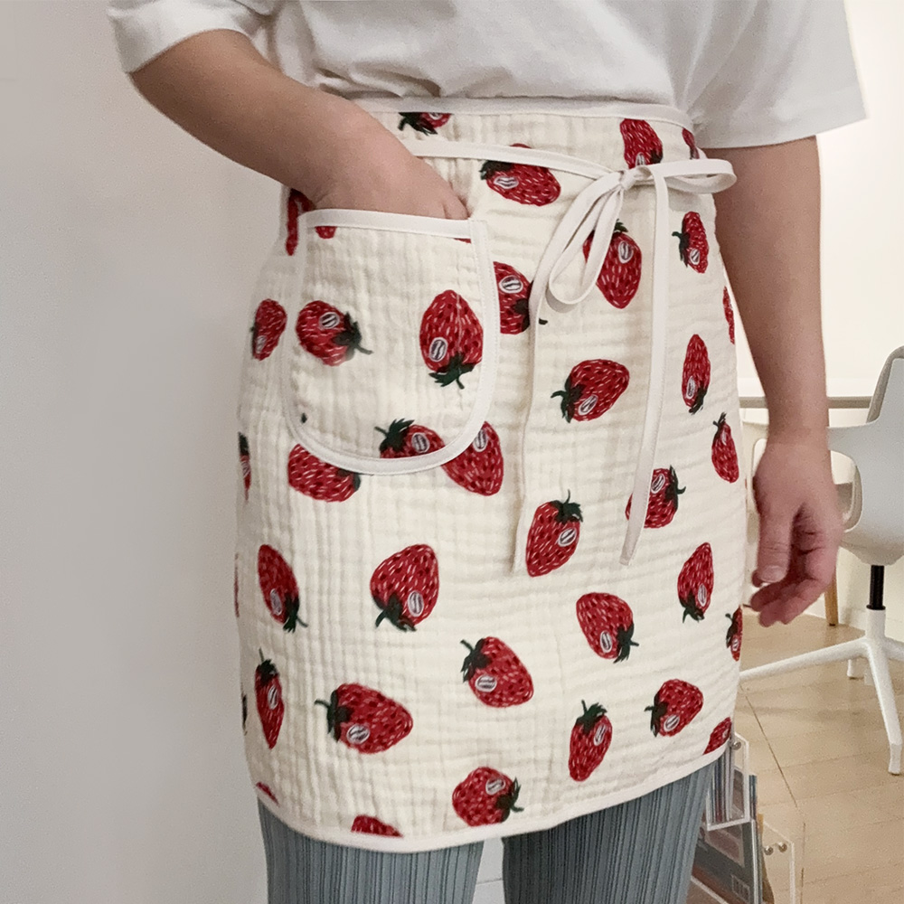 국내제작 주방 허리 앞치마 양면 4중 원피스 앞치마 거즈 행주 요루 린넨 카페