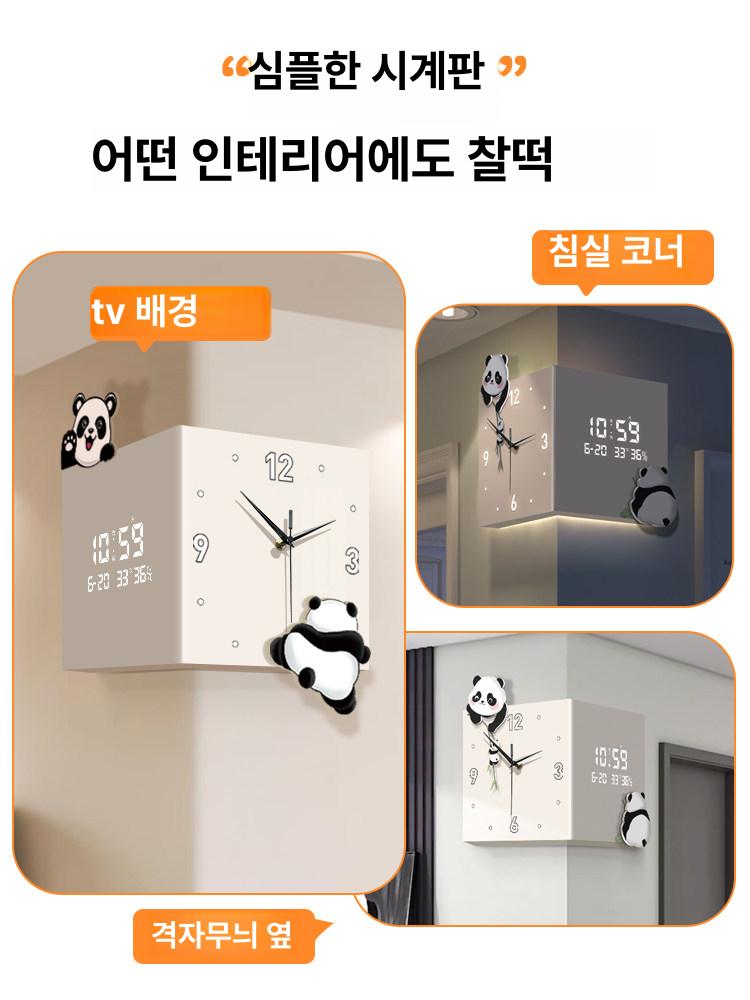 코너 벽 시계 양면 무소음 인테리어 걸이 거실 led 친환경 핸드메이드 디자인 - 상세 이미지 2