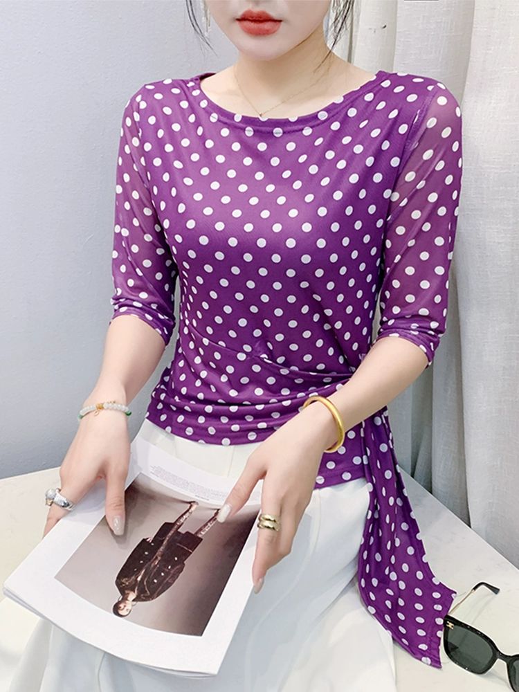 여성 라틴 댄스복 라인 공연복 줌바 방송 댄스상의 블루 S - 상세 이미지 2