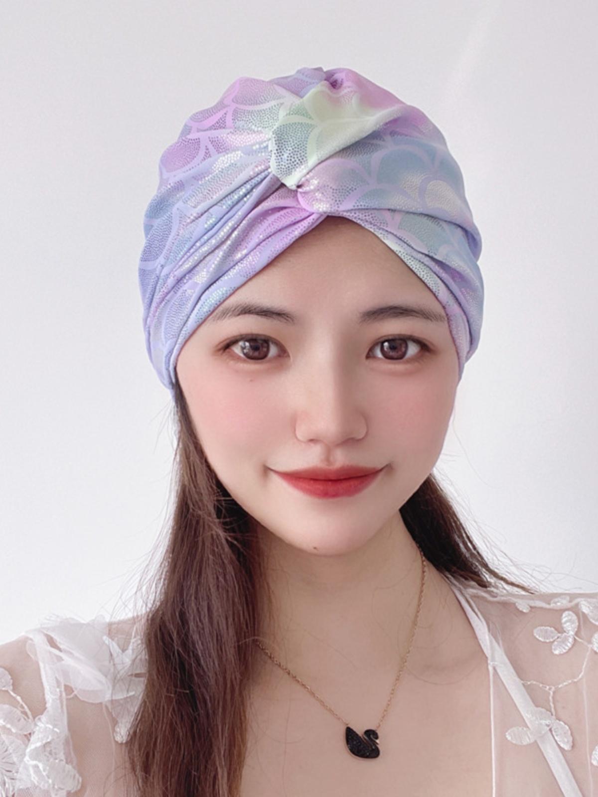 모자 두건 수영 귀보호 온천 용품 머메이드핑크 - 상품 이미지