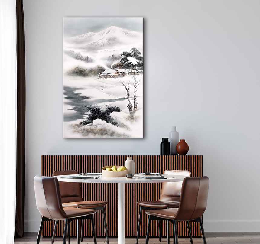 청록산수 설경산수 산수화 한국화 그림 인테리어 캔버스 액자 2종 - 상세 이미지 5