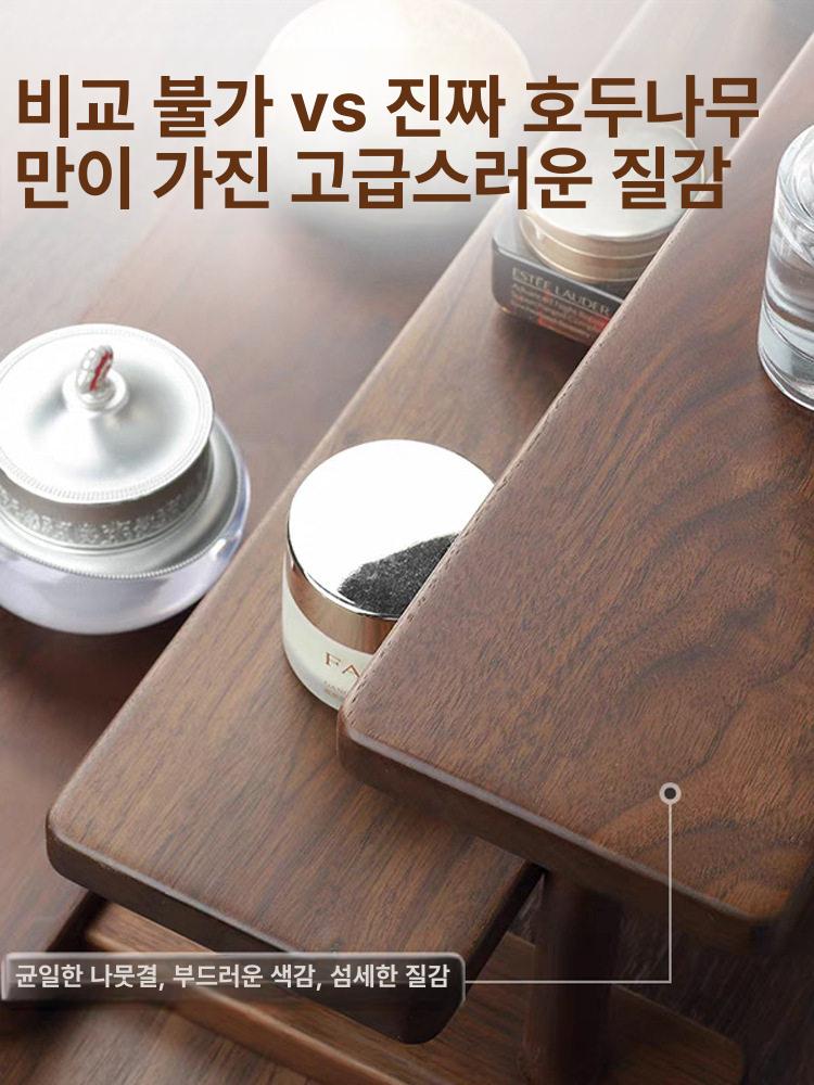 대나무 찻잔 거치대 정리대 다도 3단 보관 차도구 선반 블랙월넛 계단형 선반 3 칸 - 상세 이미지 5