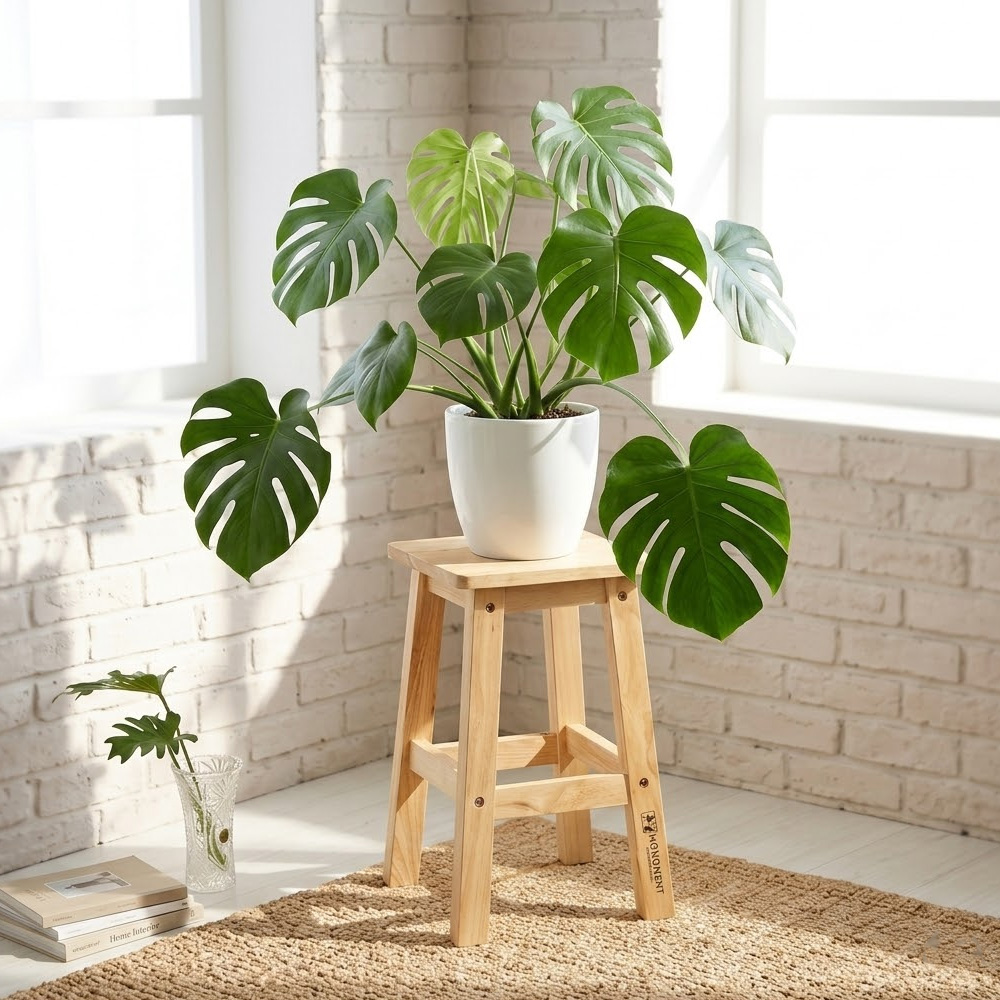 UH 원목 사각스툴 화분 화장대 스탠딩 식탁 보조의자