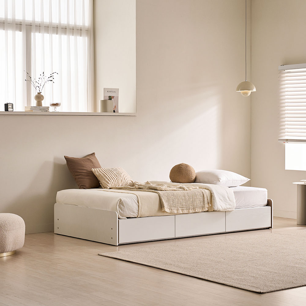 장인가구 토리노 헤드 3단 서랍형 원룸 침대 프레임 슈퍼싱글