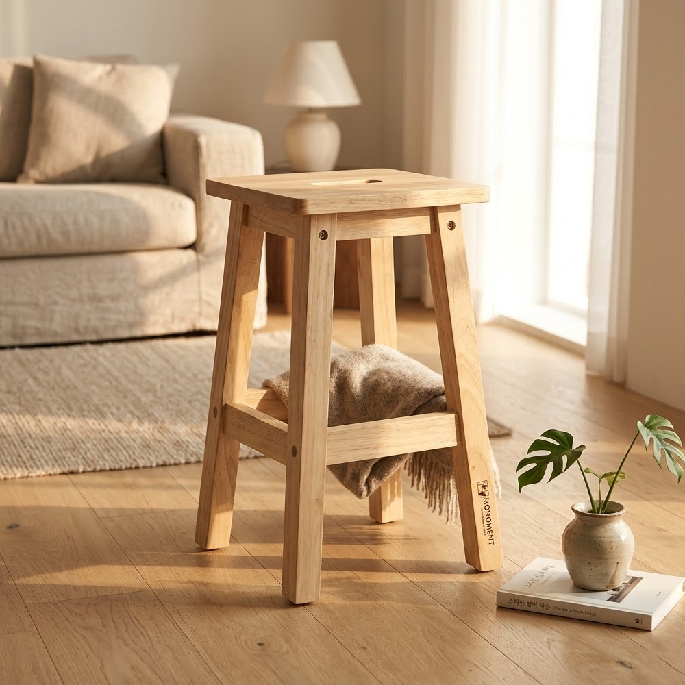 UH 원목 사각스툴 화분 화장대 스탠딩 식탁 보조의자