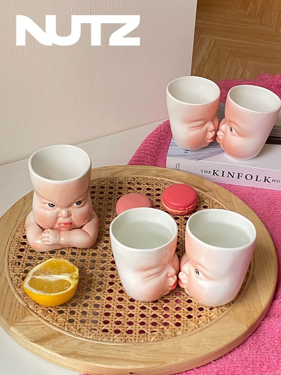 짖궂은 얼굴 표정 선물 생일 머그 세라믹 커피 컵 장식 [컵 세트] 글로시 커버 - 상품 이미지