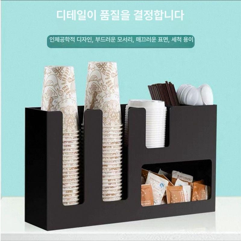 종이컵 디스펜서 탕비실 거치대 정리함 티박스 컵홀더 스테인리스스틸 다기능 직선 3칸 - 상세 이미지 4