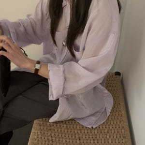 [일부당일] 바스켓 블랑 셔츠 실키 새틴 루즈핏 오버핏 가벼운 레이온 블... 착용 후기 | 사이즈/핏 총정리 - 상품 이미지 2