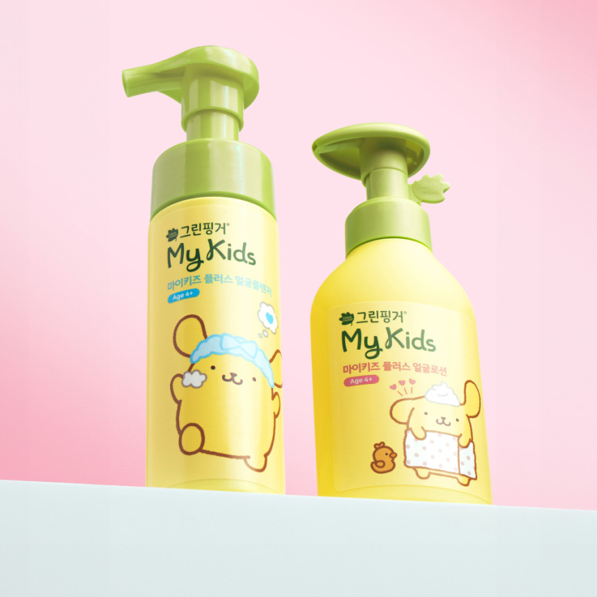 그린핑거 마이키즈 플러스 폼폼푸린 얼굴로션 160ml + 얼굴클렌저 160ml/ 한정판 에디션, 48시간 보습, 키즈, 아기, 유아, 베이비, 펌프형 사진 1
