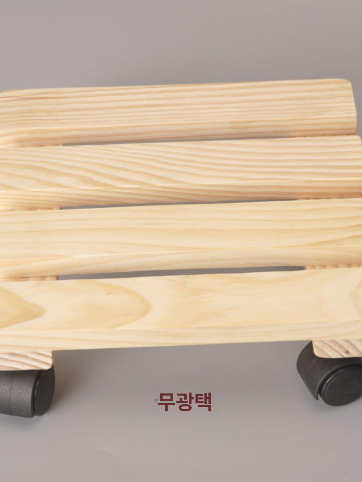 바퀴 받침 화분 사각 이동식 원형 나무 우드 빈티지 26x26 150kg - 상세 이미지 3