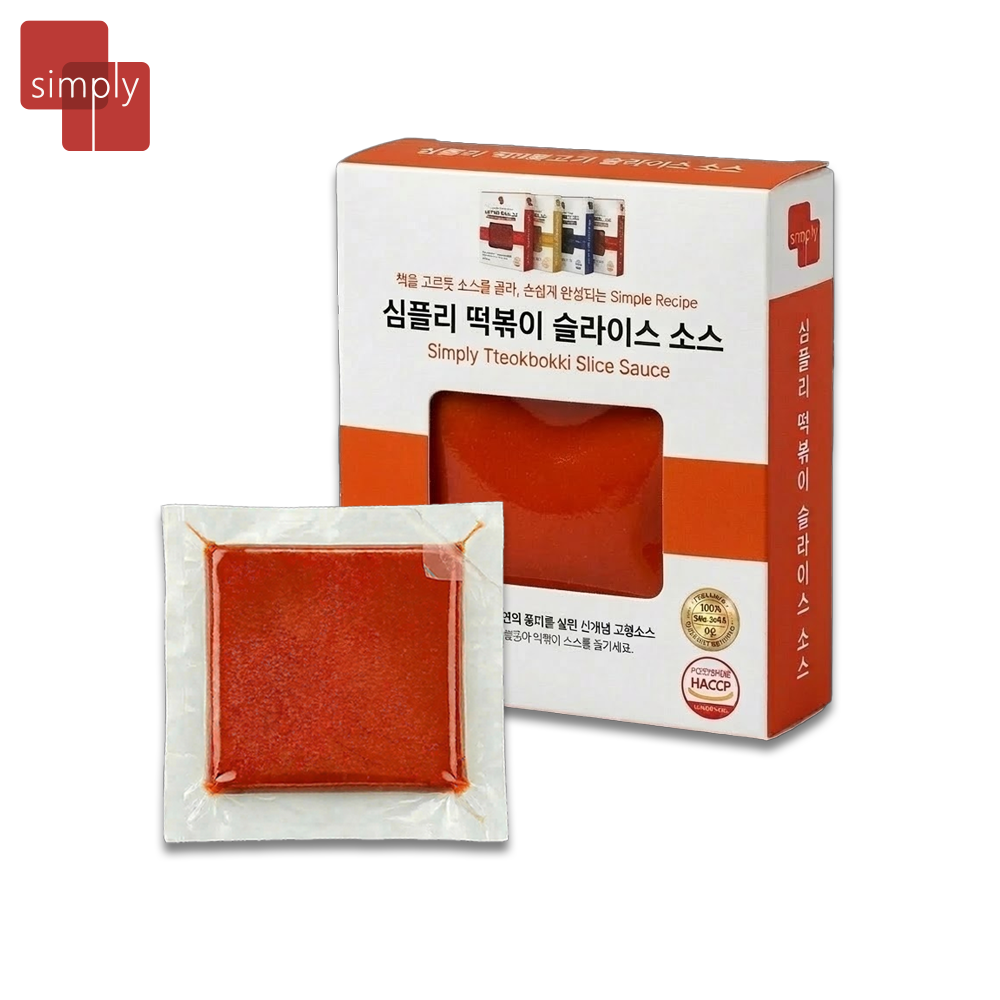 [무료배송] 심플리 슬라이스 소스 (8인분, 40g x 4개입) 떡볶이 (국산 고추장, 고춧가루), 160g, 1개 - 상품 이미지