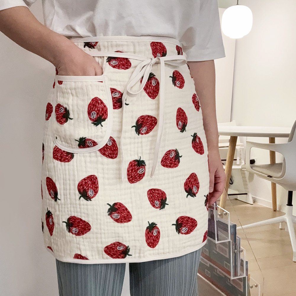 국내제작 주방 허리 앞치마 양면 4중 원피스 앞치마 거즈 행주 요루 린넨 카페