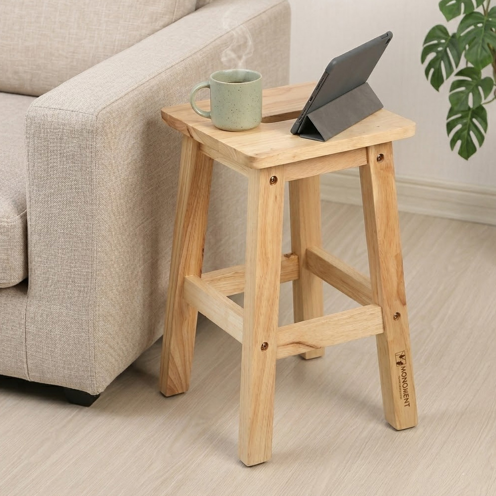 UH 원목 사각스툴 화분 화장대 스탠딩 식탁 보조의자