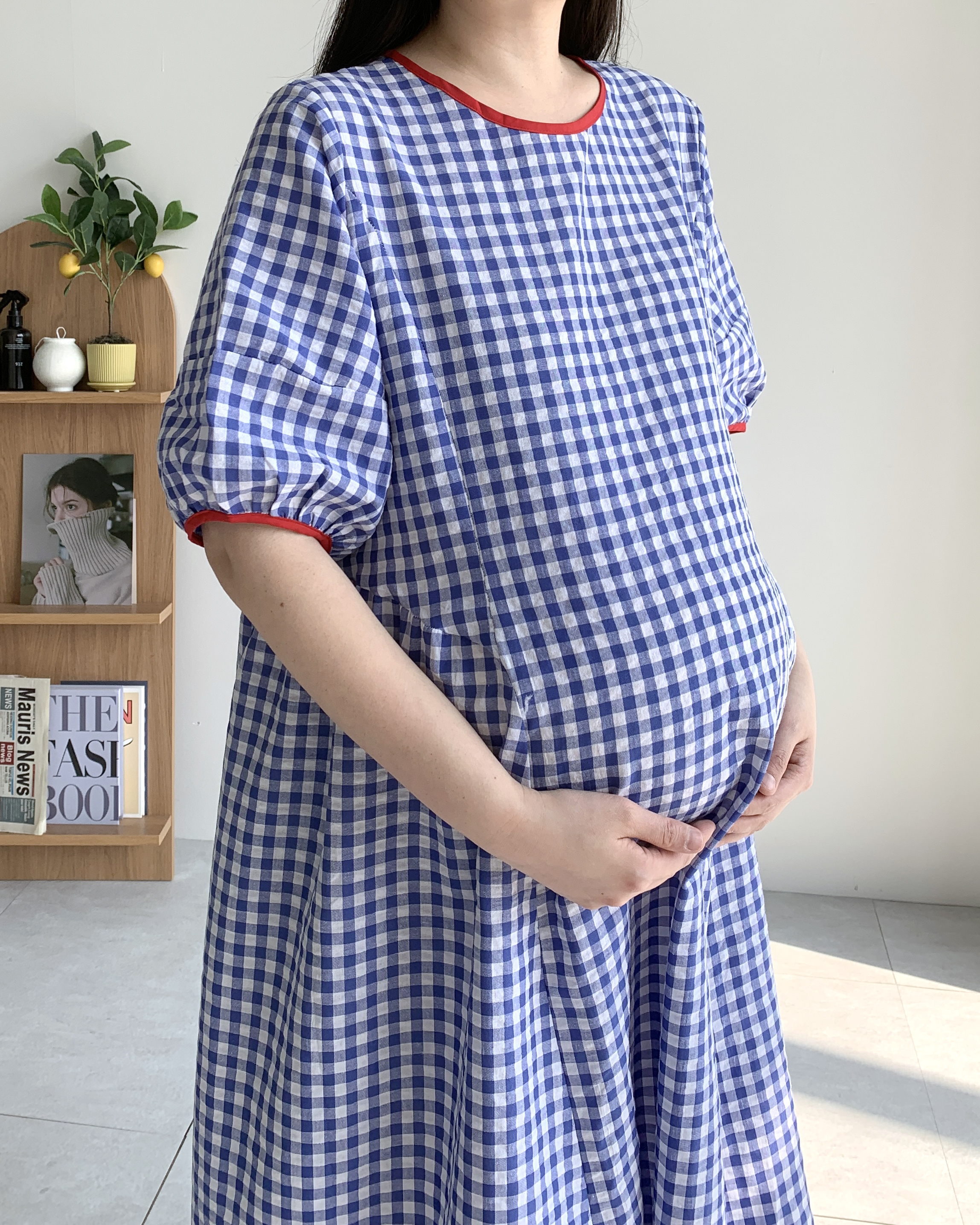 깅엄체크원피스 퍼프원피스 바캉스 휴양지원피스 - 상세 이미지 5