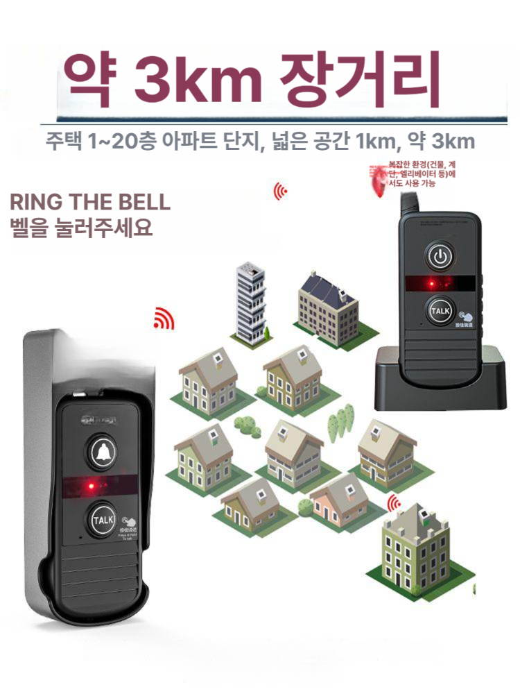 가정용 무전기 초인종 음성 주택 도어벨 인터폰 방수 현관벨 차임벨 인터콤 감지 - 상세 이미지 4