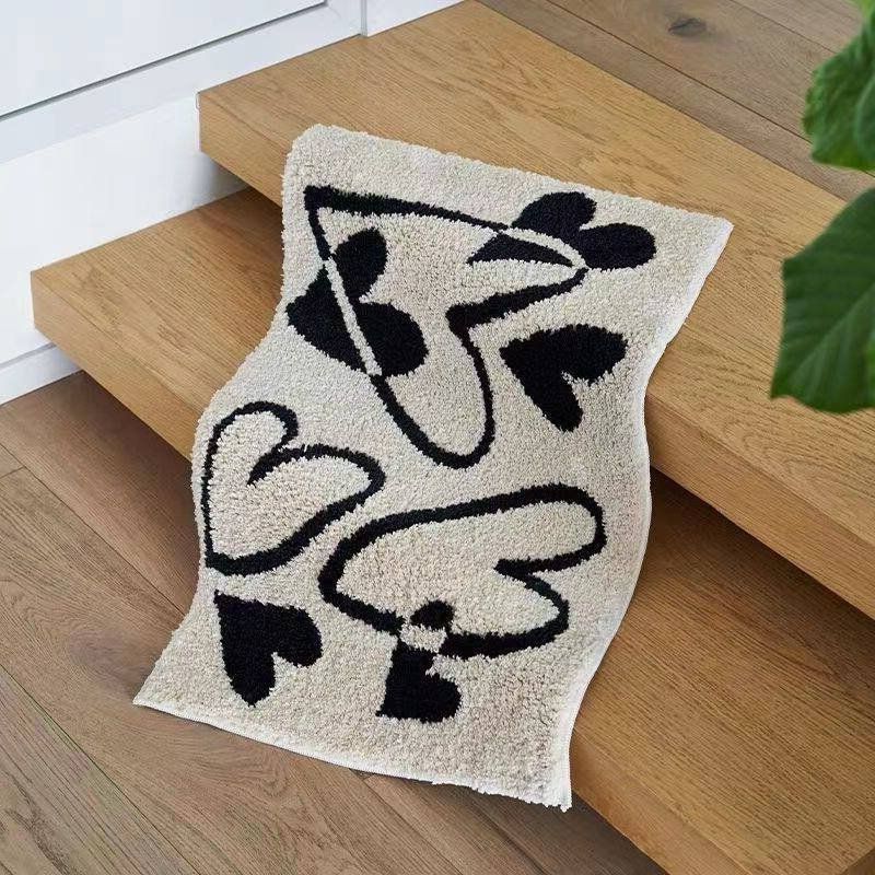 발매트 욕실 현관 침실 논슬립 미끄럼방지 베이지 싱글하트 직각형 40x60cm 얇고관리쉬움 - 상세 이미지 2