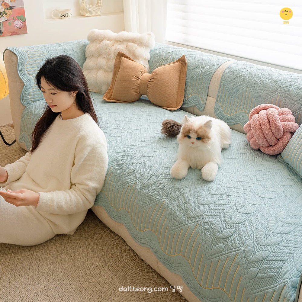 달떵 사계절 워셔블 코튼 순면 쇼파 패드 러그 돌 매트 토퍼 깔개 3인 4인 70x150 이미지 8