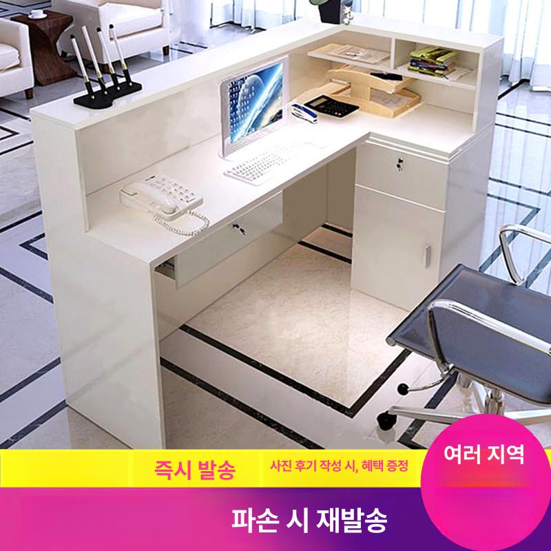 식당 카운터 모던 계산대 프론트 카페 인포 데스크 화이트 메이플 왼쪽 코너 140x80x110cm - 상세 이미지 2