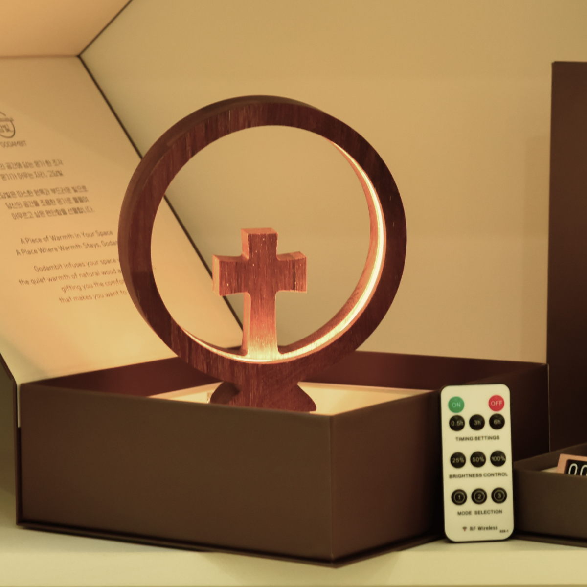 JESUS 멀바우 원목 십자가 무드등 LED 기독교 새신자 교회 선물