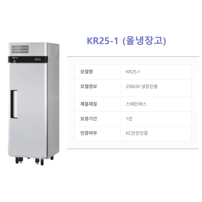 25박스 업소용냉장고 555L 식당 영업용 올냉장 장도어 간냉식냉동고 KR25-1 - 상세 이미지 2