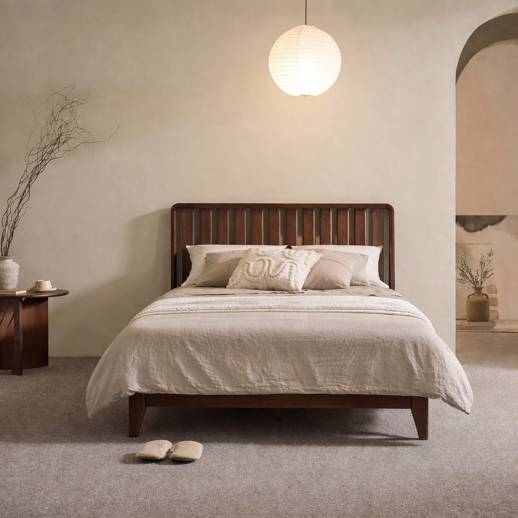 쏠앤까사 루나 고무나무 원목 평상형 침대프레임 슈퍼싱글