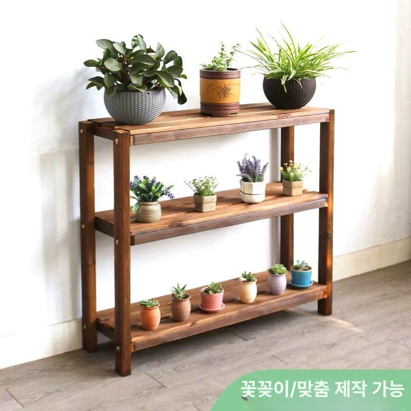 화분 정리대 원목 대 나무 받침대 선반 다이 진열 소형 식물 거실 - 상세 이미지 2