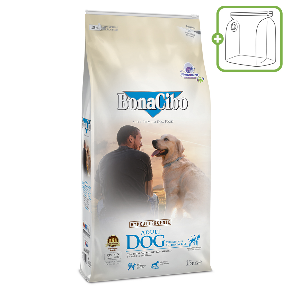보나시보 어덜트 독 닭고기+멸치, 15kg, 1개 - 상품 이미지