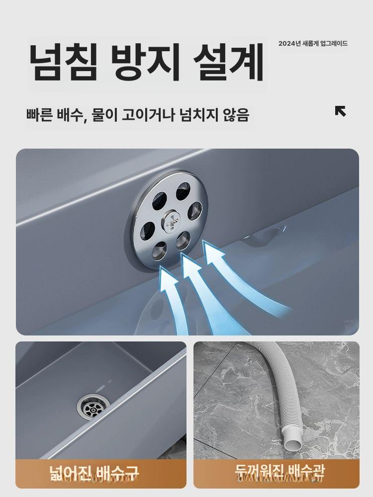 이동식 개수대 소재씽크 다용도 방바닥 청소용 검정색 그레이 고정 소형 + 전동 분무기 수도꼭지 - 상세 이미지 3