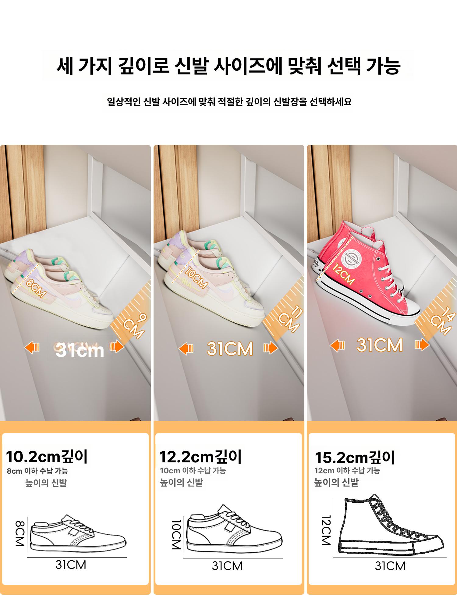 슬림 신발장 현관 2단 폭좁은 수납 화이트 틈새 캐비닛 화이트 15cm 655 너비 3 칸 완제품 조립 완료 - 상세 이미지 5