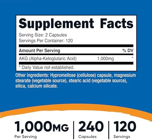 뉴트리코스트 AKG 알파 케토글루타르산 보충제 1,000 mg, 240캡슐, 120회 제공 이미지 7