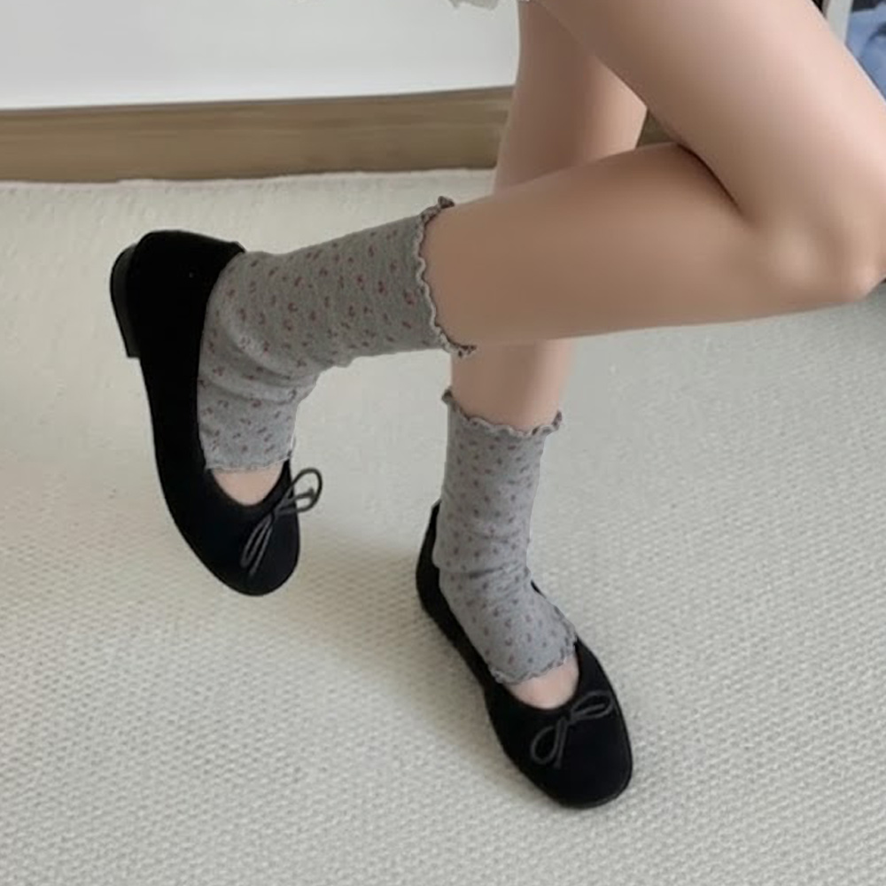 여성 플라워 잔꽃 아일렛 레그 워머 양면 펀칭 발토시 이미지 6