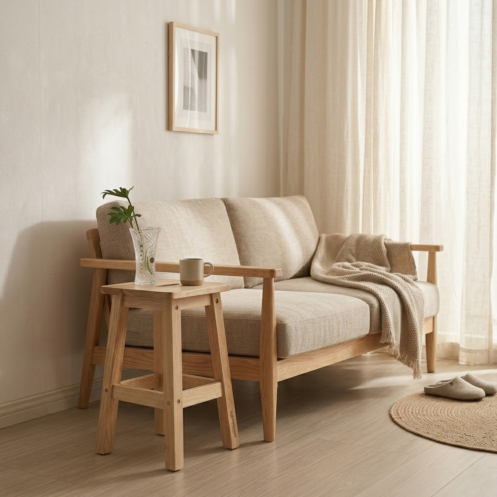 UH 원목 사각스툴 화분 화장대 스탠딩 식탁 보조의자