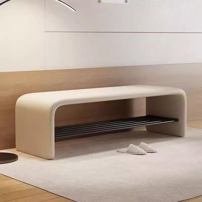 현관 벤치 슬림 북유럽 수납장 다용도 신발장의자 베이지화이트 60x35x40 - 상품 이미지