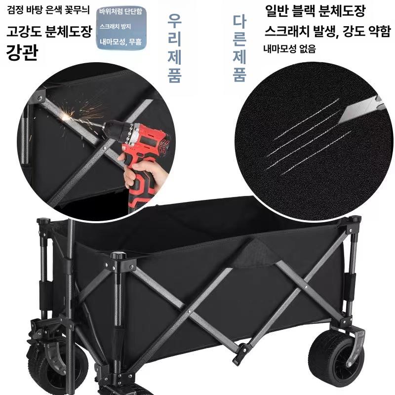 바퀴큰 웨건 산악용 접이식 블랙 이지캐리 캠핑 오프로드 5인치 소형 가정용 - 상세 이미지 5