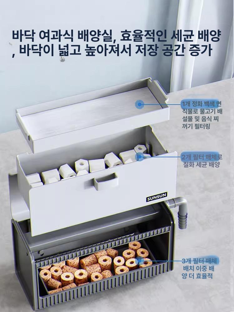 3자상면여과기 어항상치 필터 여과조 유막 무음 외부형 대형 단일 저소음 드립 박스 60cm 벽걸이 - 상세 이미지 3