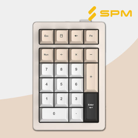 [무선] SPM AL21W 풀알루미늄 숫자 키보드 넘 넘버 아이보리, 저소음 목새축