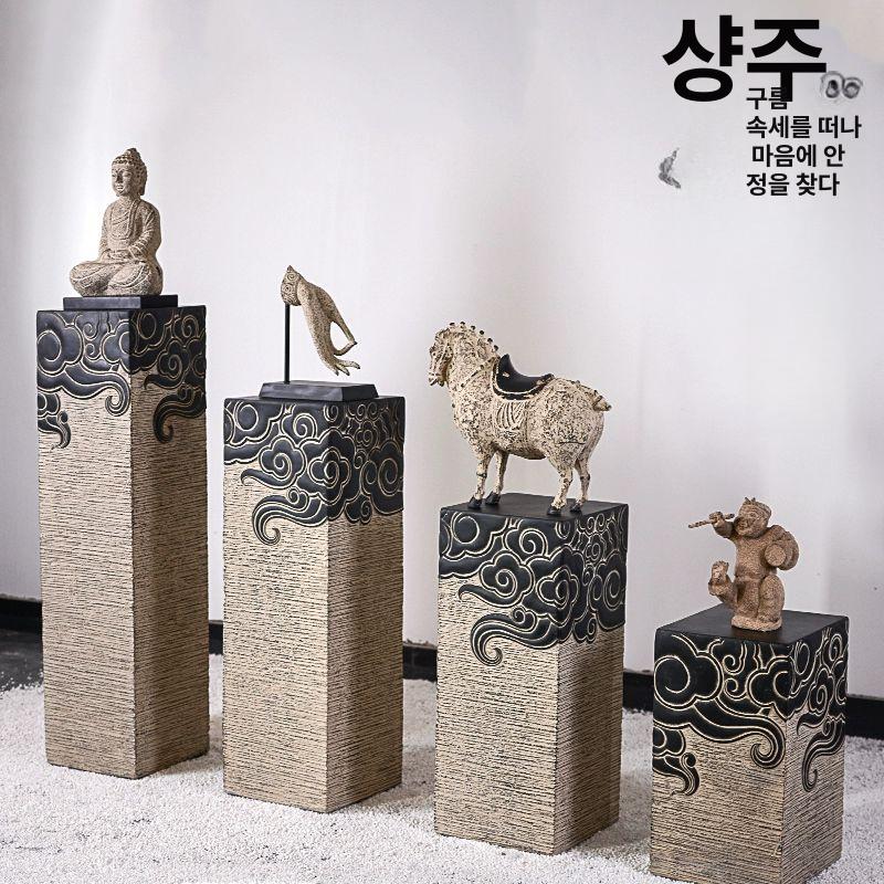 해태 조각상 정원 입구 해치 장식 전통 가벼운 모형 한 석재상 수공예품 수호신 사자 - 상세 이미지 3