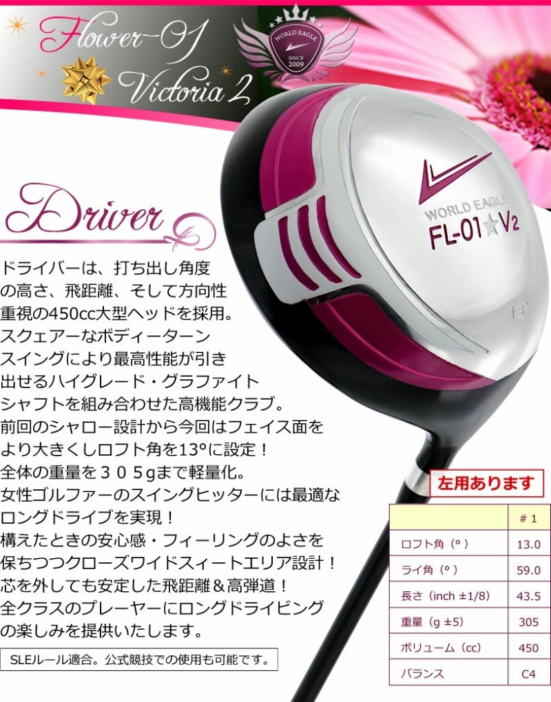 월드이글 WORLD EAGLE FL-01 V2 여성용 골프 드라이버 블랙베리 - 상세 이미지 2