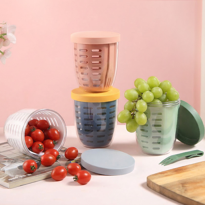 푸르트팟 도시락통 후르츠팟 과일 용기 다이어트 통 650ml, 로즈핑크 - 상품 이미지