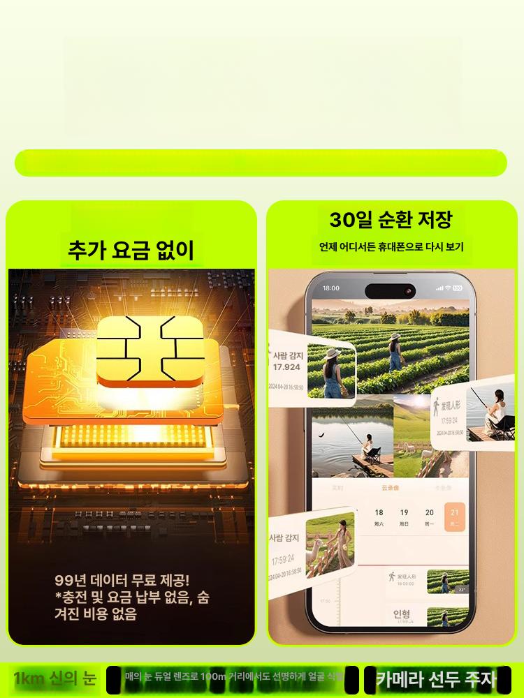 360도 회전 홈캠 HD 야간촬영 CCTV 무선 태양광 4G 정전 모니터링 99년 데이터 15일 루프 녹화 1080p - 상세 이미지 4