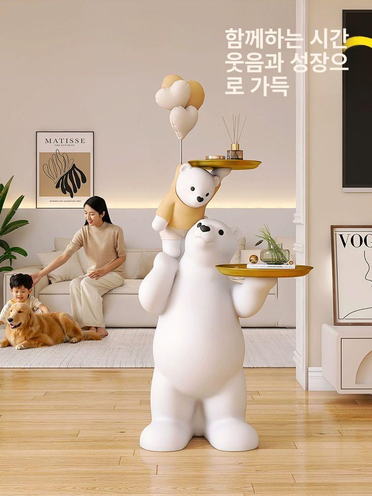곰모형조형 트레이 베어 현관 거실 선반 장식 모양 인테리어 브릭 대형 북극 선물 장식품 크리 - 상세 이미지 2